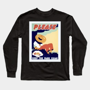 Digitally Restored "Please Keep The Park Clean" WPA Reprint Long Sleeve T-Shirt